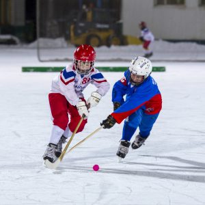 Children play bandy